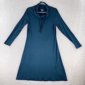 T by Talbots Green Cowl Neck‎ Long Sleeve Dress Womens Pullover Stretch Size PM